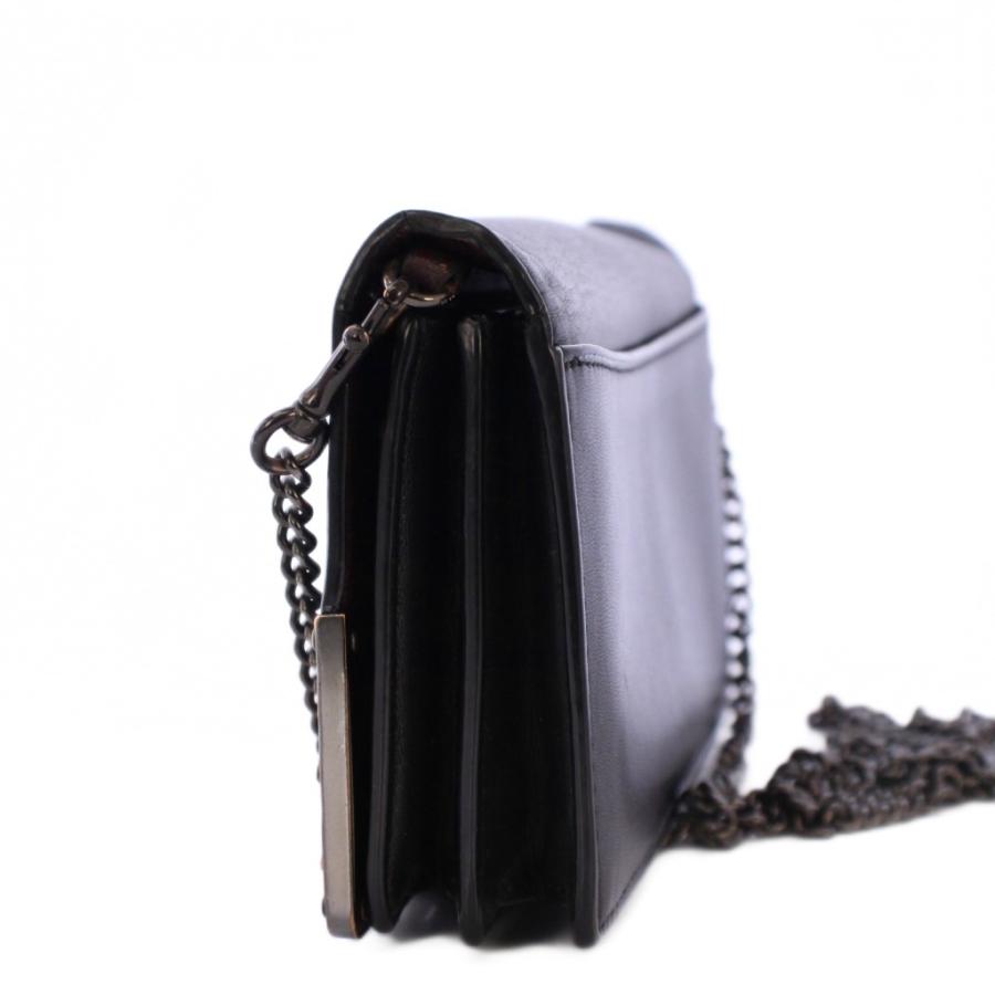 【中古】コーチ COACH メタルティローズ チェーンウォレット ショルダーバッグ レザー 黒 24909 /KH レディース COACH（コーチ） メタルティローズ チェーンウォレット ショルダー