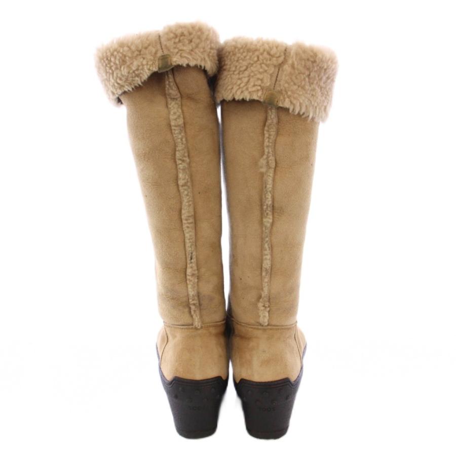 トッズ TOD'S ムートンブーツ ロング 厚底 スエード ベージュ /BB