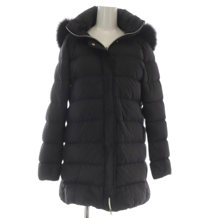 ヘルノ HERNO ダウンコート アウター フォックスファー 40 ブラック