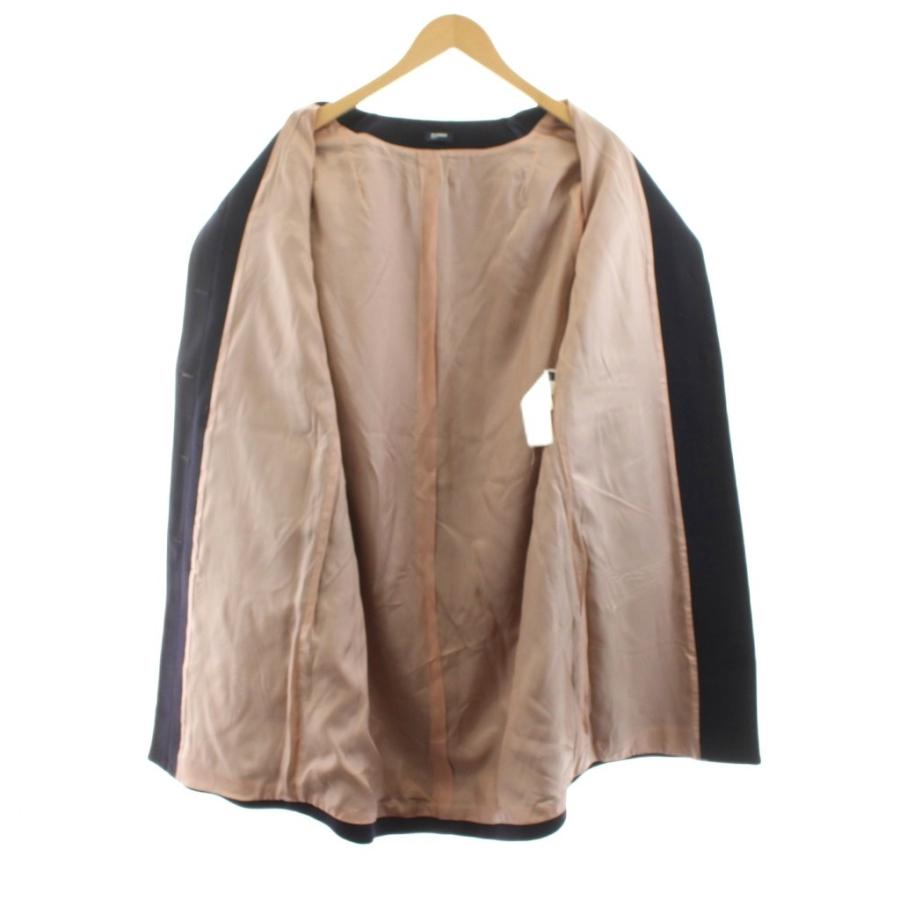 ジルサンダー JIL SANDER NAVY ノーカラーコートロング ウール 36 紫
