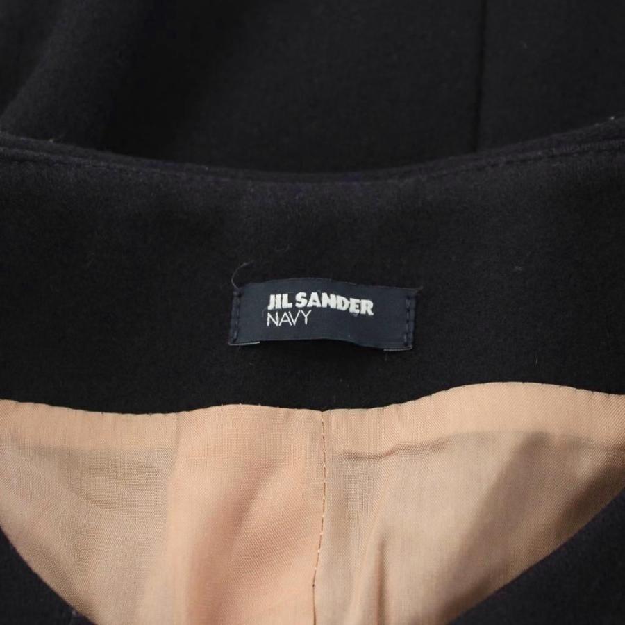 ジルサンダー JIL SANDER NAVY ノーカラーコートロング ウール 36 紫