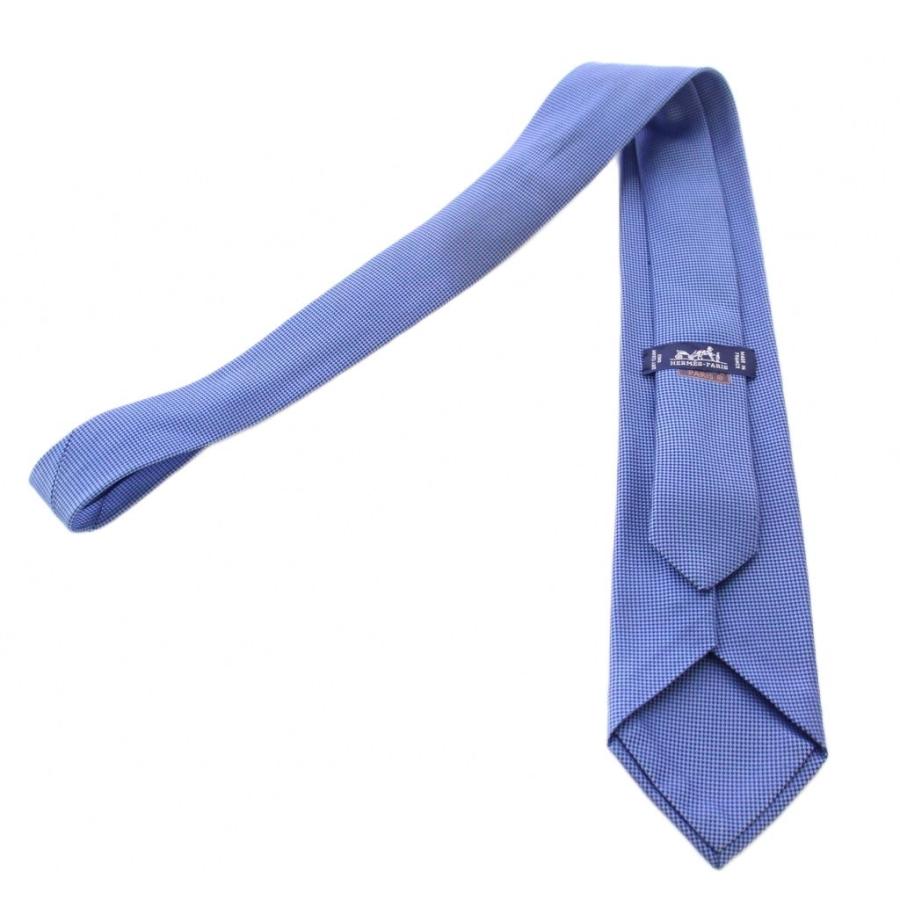 HERMES（エルメス） ネクタイ レギュラータイ シルク ワンカラー 青