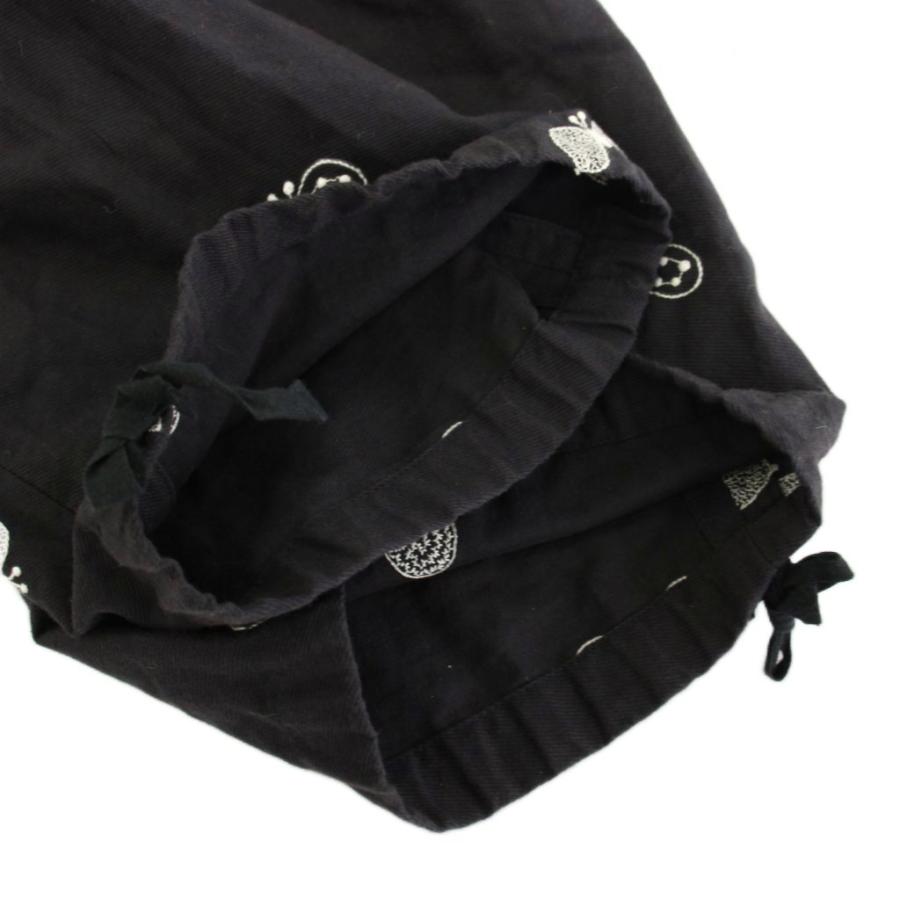 ミナペルホネン mina perhonen クロップドパンツ イージー 蝶々刺繍 絹