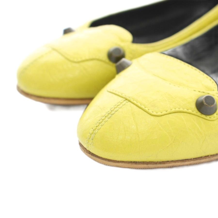 【中古】バレンシアガ BALENCIAGA フラットシューズ レザー スタッズ ビブラムソール 36.5 黄 340931 レディース BALENCIAGA（バレンシアガ） フラットシューズ レザー スタッズ