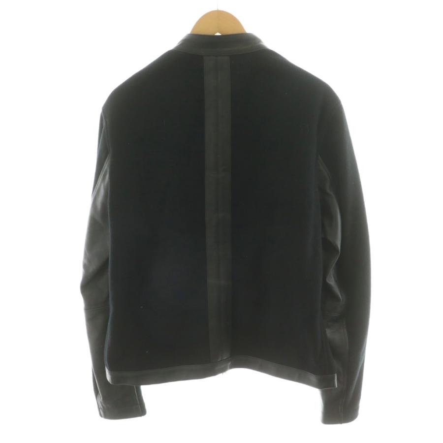 【中古】エンメティ EMMETI ボンバージャケット JURIフリース ライダースジャケット シングル 切替 羊革 52 黒 エンメティ EMMETI ボンバージャケット JURIフリース ライダース