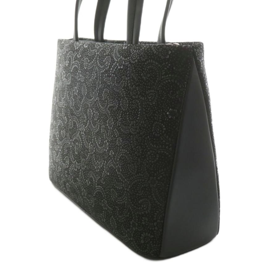 【中古】印傳屋 INDEN‐YA INDENYA トートバッグ ハンドバッグ 総柄 唐草模様 レザー 黒 ブラック /AN5 レディース 印傳屋 INDEN‐YA INDENYA トートバッグ ハンドバッグ 総柄 唐草模様