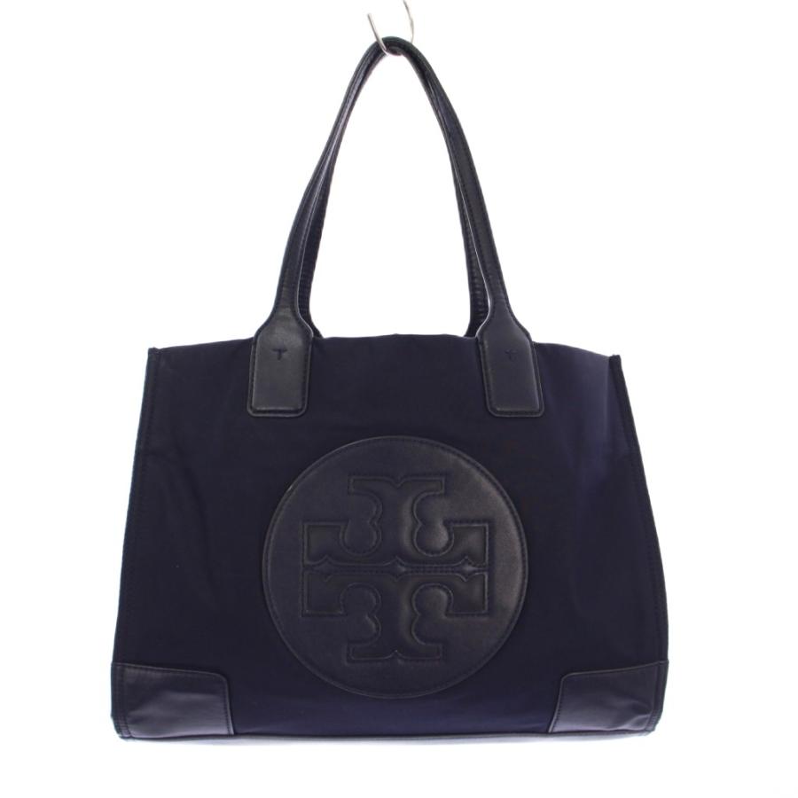 トリーバーチ　エラ　デカロゴ　トートバッグ　ナイロン　レザー　ネイビー TORY BURCH（トリーバーチ） エラ トートバッグ ハンドバッグ ロゴ