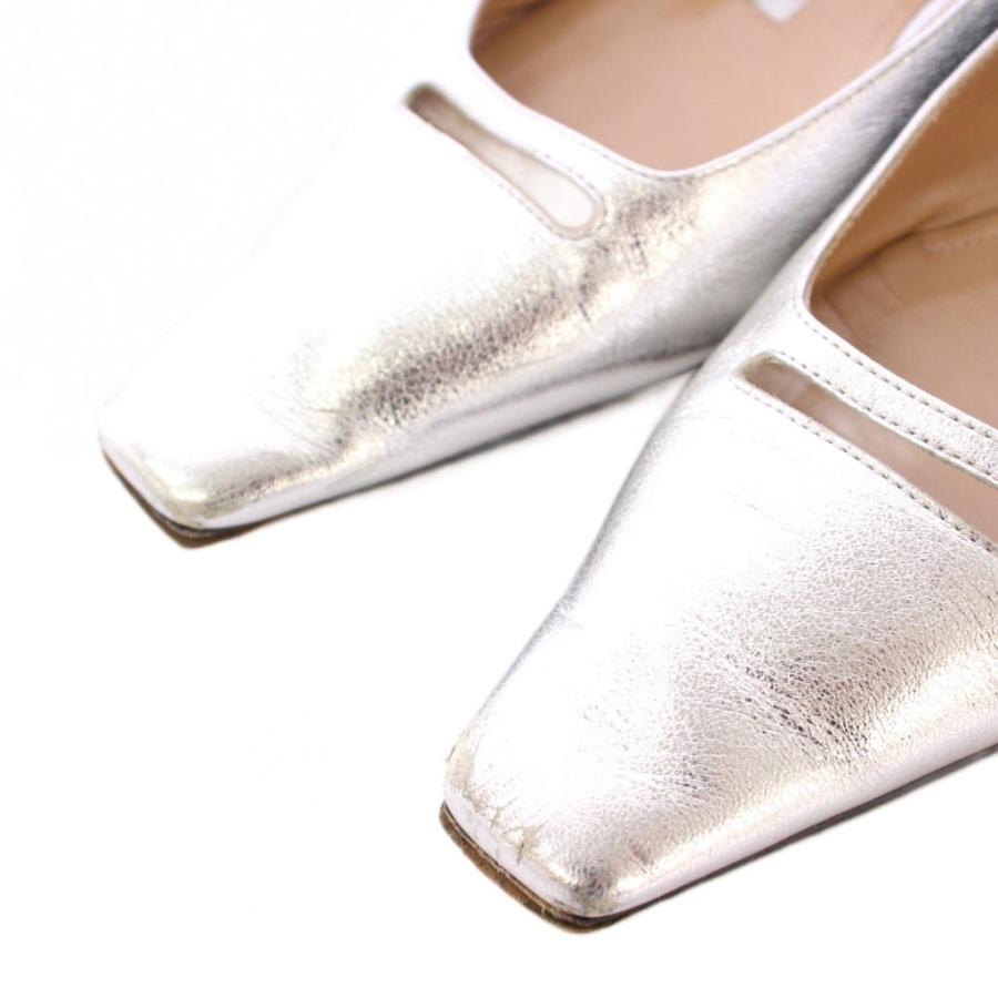 【中古】ペリーコ PELLICO パンプス スクエアトゥ ローヒール レザー 34 シルバーカラー /BB レディース ペリーコ PELLICO パンプス スクエアトゥ ローヒール レザー 34