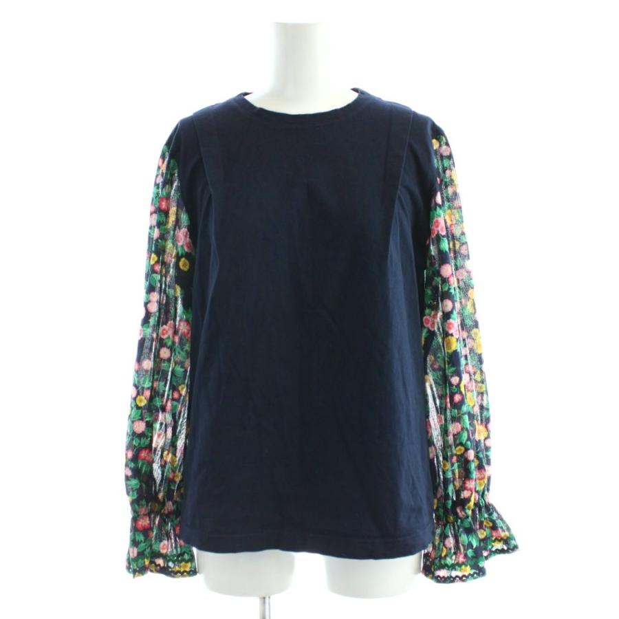 ミュベール muveil カットソー トップス 長袖 38 紺 ネイビー 花柄 /AP