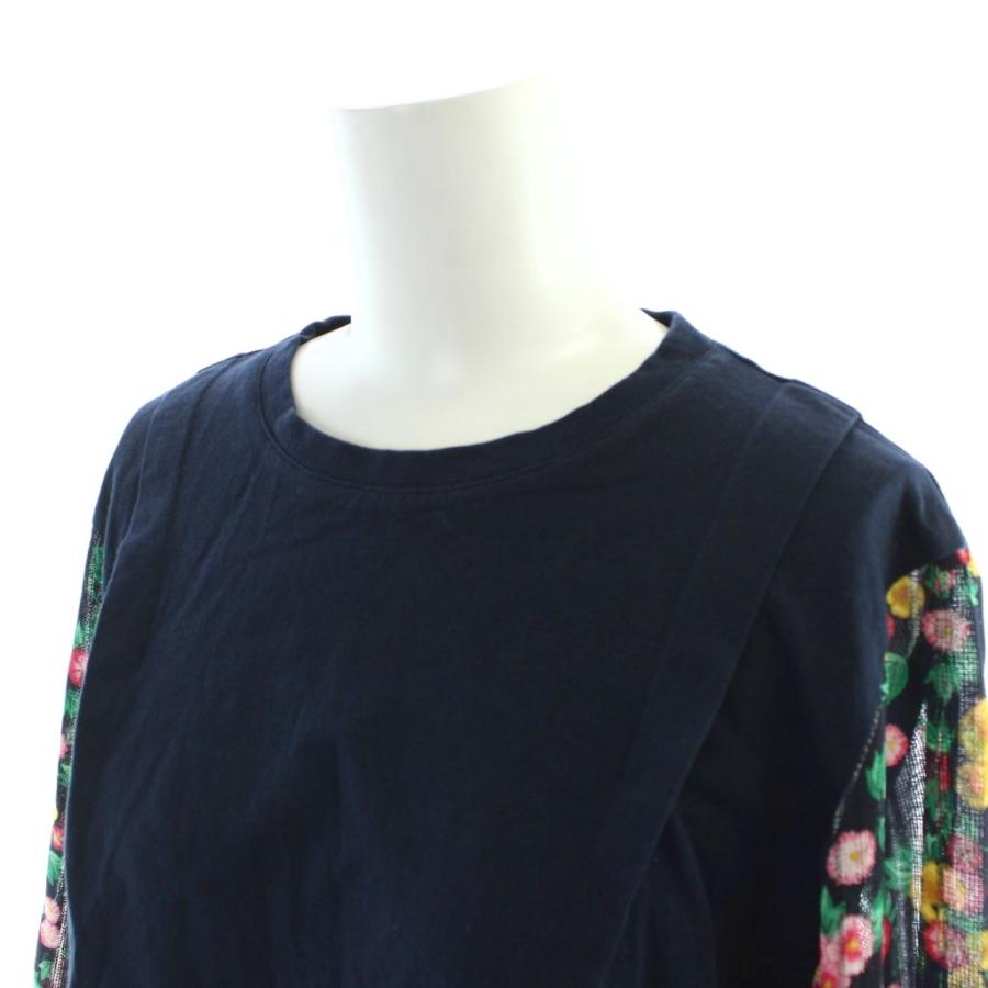 ミュベール muveil カットソー トップス 長袖 38 紺 ネイビー 花柄 /AP