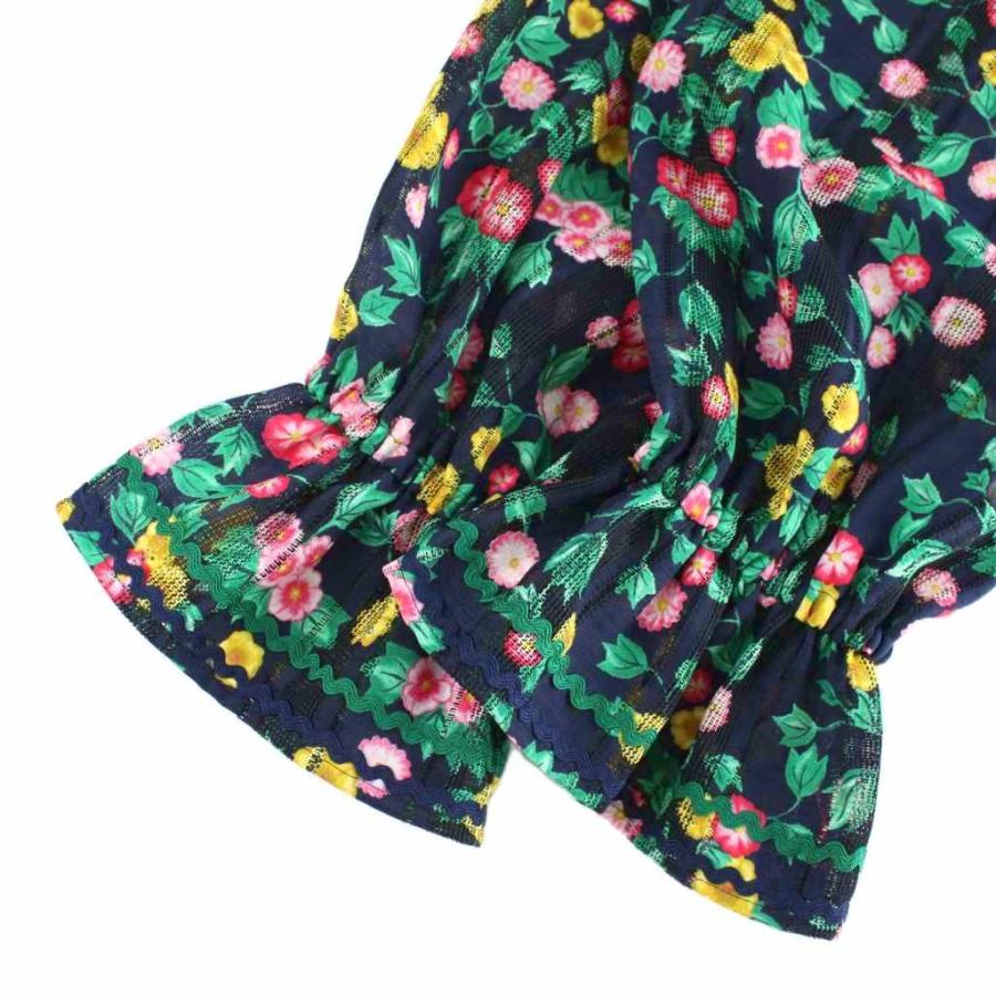 ミュベール muveil カットソー トップス 長袖 38 紺 ネイビー 花柄 /AP