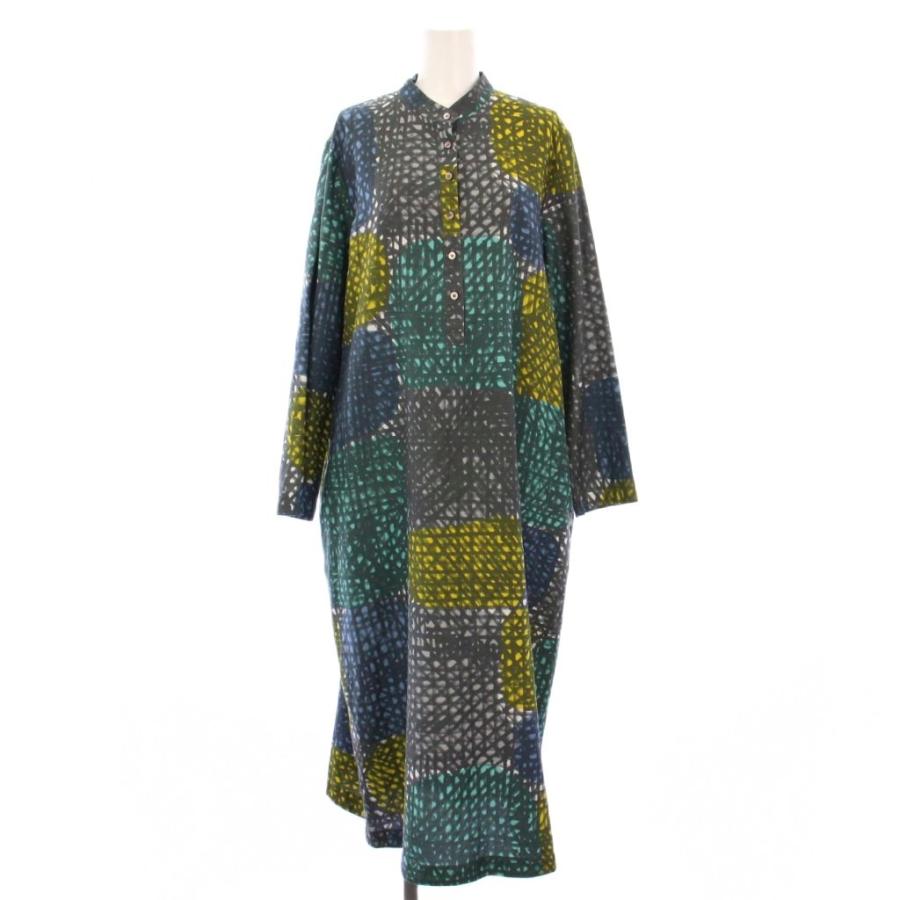 【中古】ミナペルホネン タグ付き 24ss before シャツワンピース バンドカラー プルオーバー 長袖 ロング シルク 40 ミナペルホネン タグ付き 24ss before シャツワンピース バンドカラー