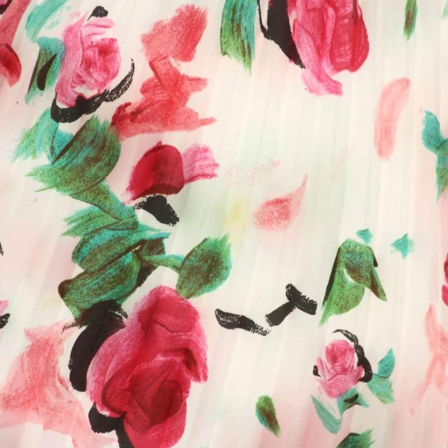 【中古】エムズグレイシー フラワープリントプリーツスカート フレアスカート ひざ丈 花柄 38 ピンク 白 EA-117111 エムズグレイシー M'S GRACY フラワープリントプリーツスカート フレア