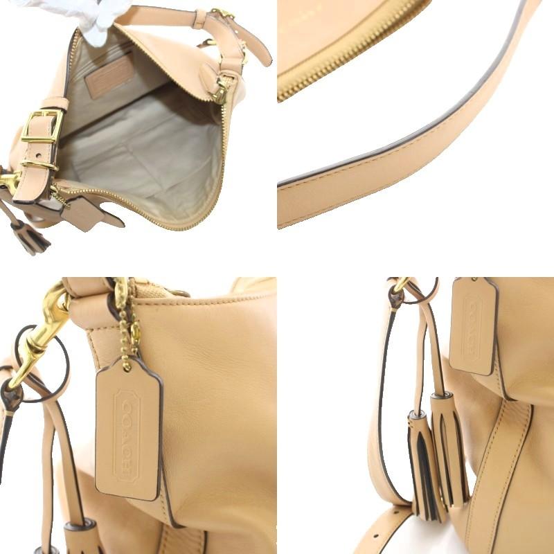 COACH ベージュ ハンドバッグ チャーム付き 美品】COACH コーチ ショルダーバッグ 2WAY ハンドバッグ 斜め掛け