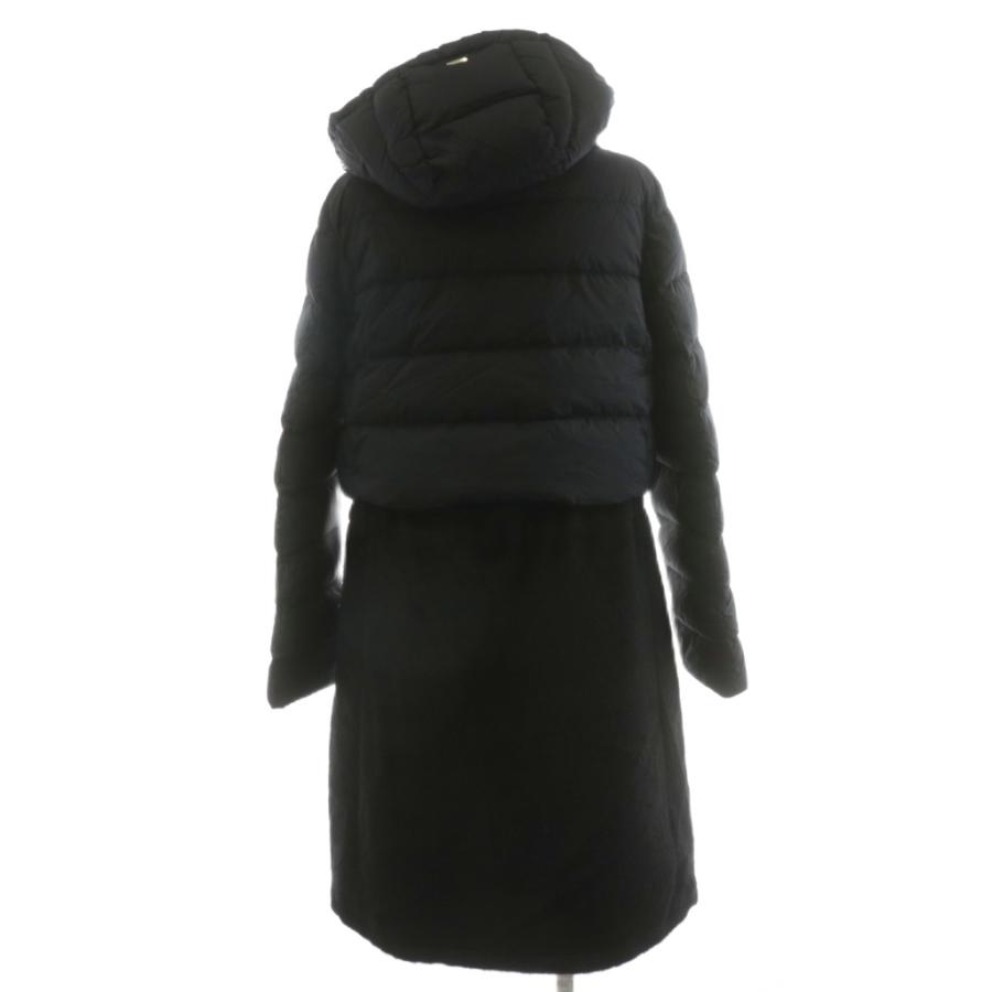 美品★HERNO ヘルノ　切替　ダウン　コート　40 ロング丈　黒　2way ヘルノ HERNO フード付き 切り替え 重ね ロング ダウン コート