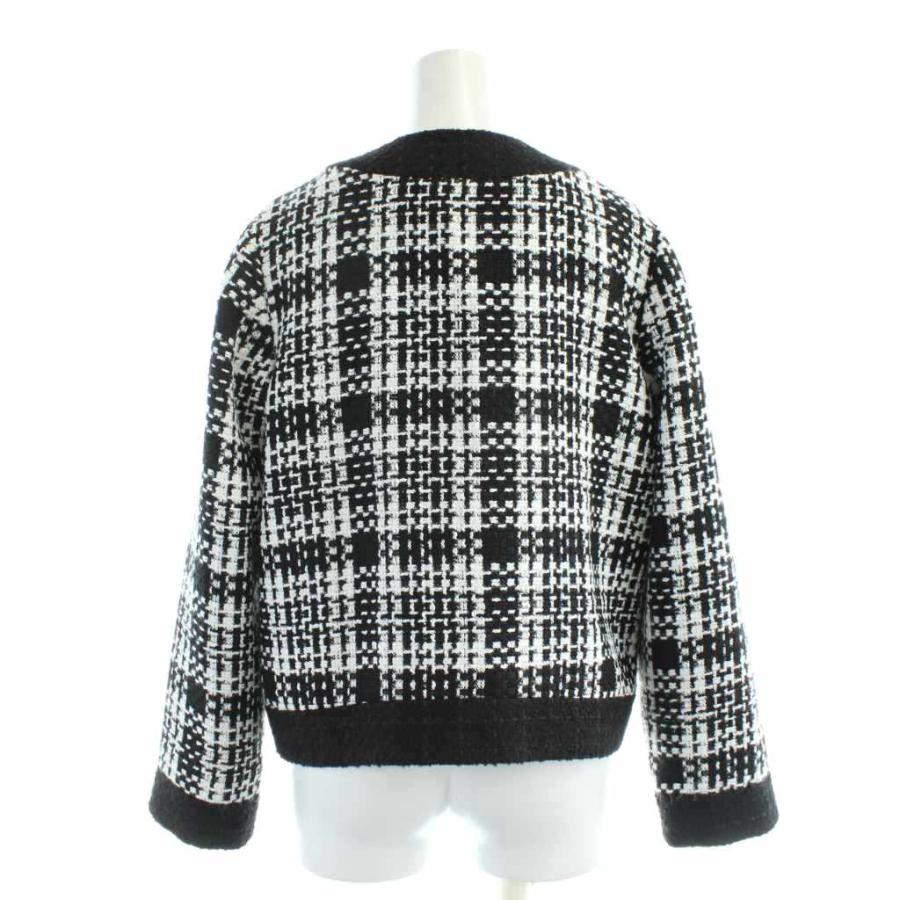 ZARA（ザラ） ツイードノーカラージャケット 金ボタン チェック S 黒