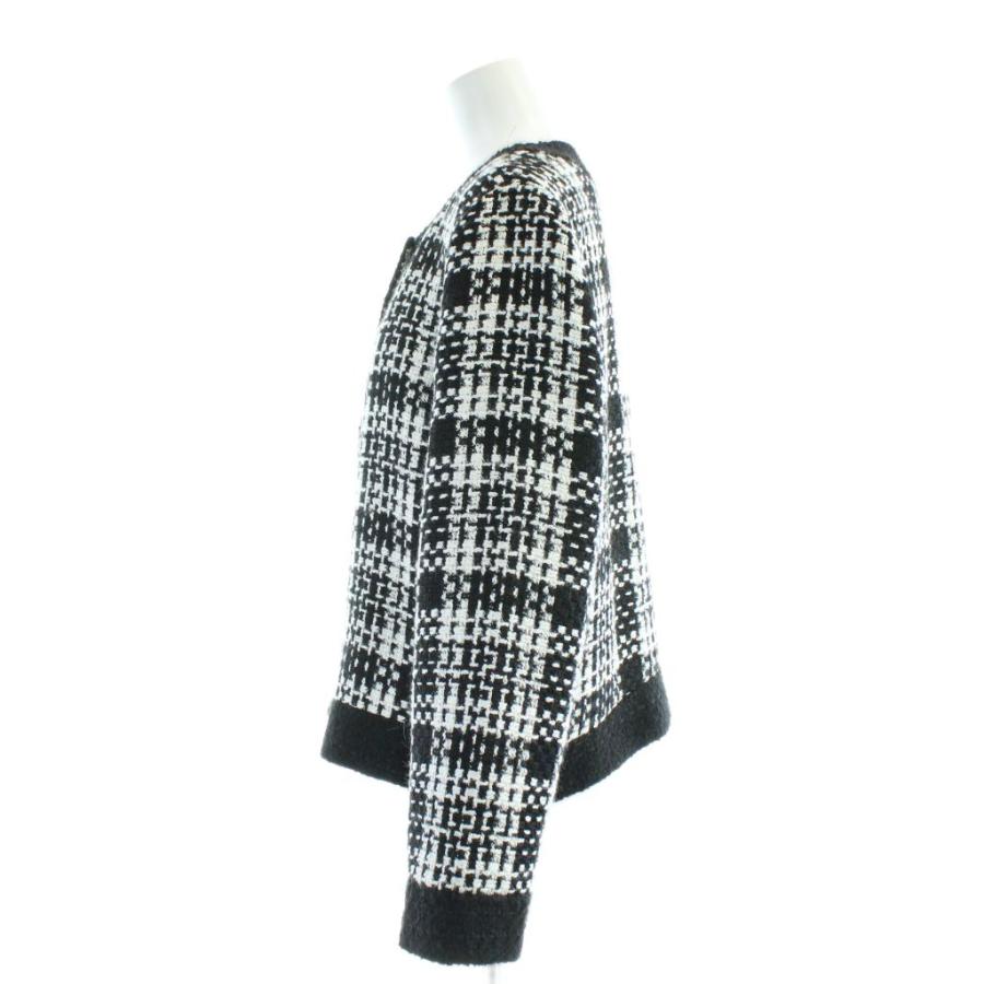 ZARA（ザラ） ツイードノーカラージャケット 金ボタン チェック S 黒