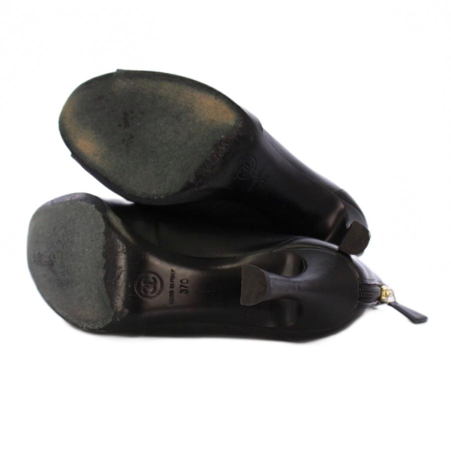 CHANEL（シャネル） ブーティ ショートブーツ オープントゥ レザー 37C