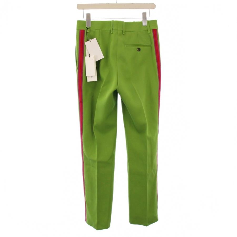 【中古】未使用品 カルバンクライン スラックスパンツ ジップフライ サイドライン ウール シルク 1 緑 タグ付き Calvin Klein（カルバン・クライン） 未使用品 スラックスパンツ