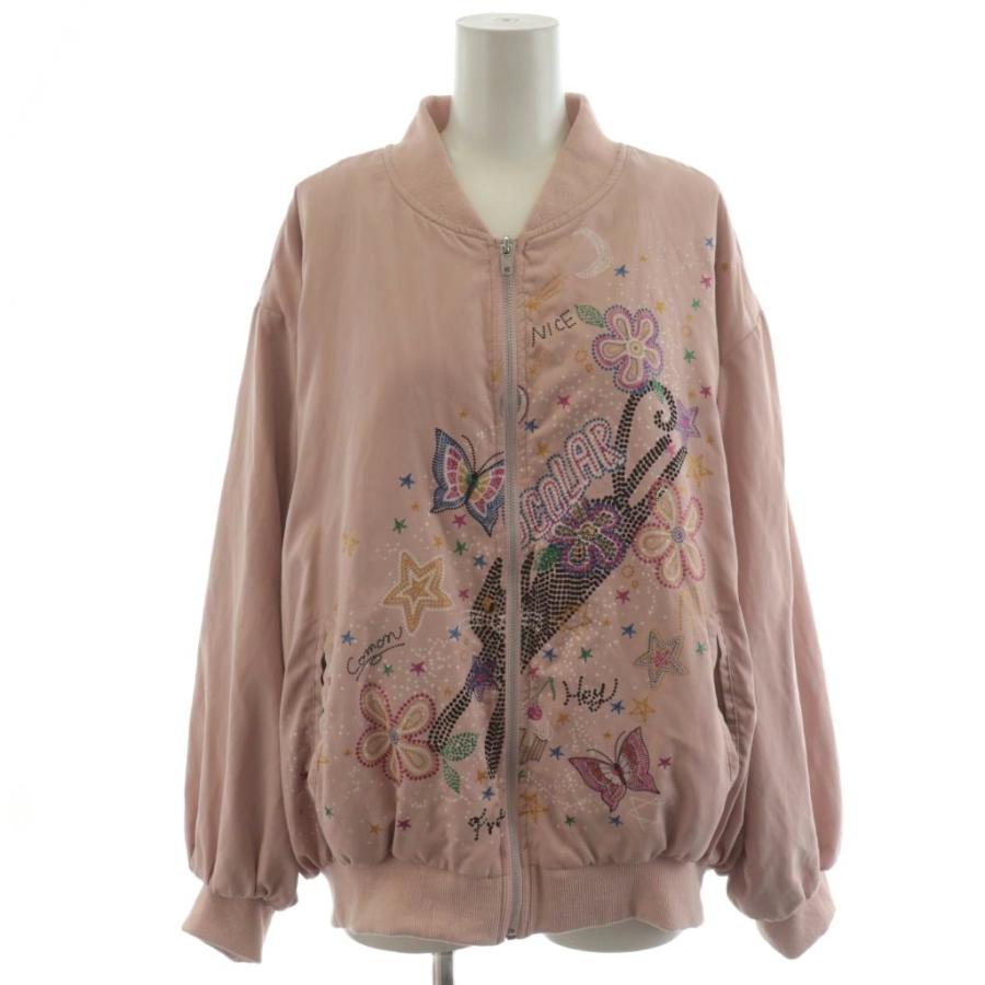 スカラー ScoLar ブルゾン ジャケット ジップアップ ラメプリント 花柄