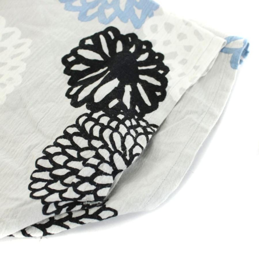 ソウソウ SOU ワンピース ミモレ ロング 7分袖 花柄 コットン グレー