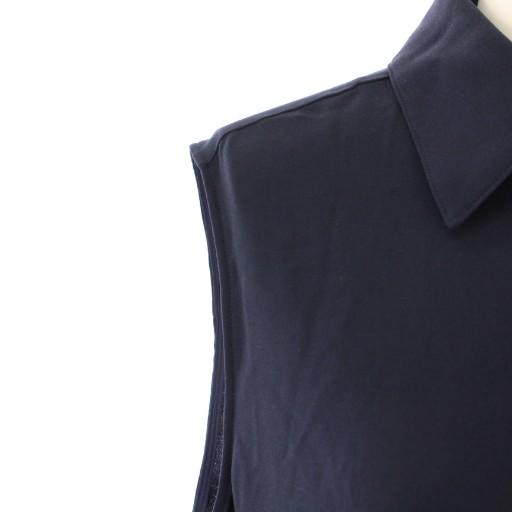 【中古】セオリーリュクス FLOW ZATIE BLOUSE シャツ ブラウス ノースリーブ レギュラーカラー ストレッチ 38 紺 theory luxe（セオリーリュクス） theory luxe FLOW ZATIE BLOUSE