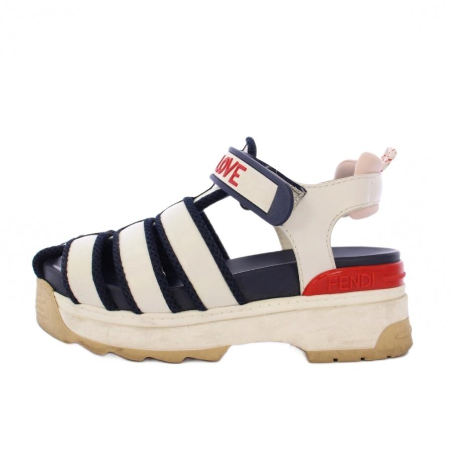 FENDI（フェンディ） FENDI T-REX ケージサンダル ストラップ 35 白 紺