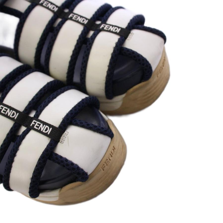 FENDI（フェンディ） FENDI T-REX ケージサンダル ストラップ 35 白 紺