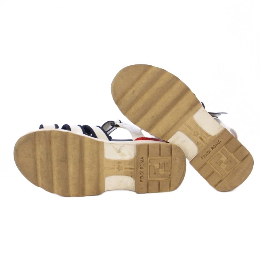 FENDI（フェンディ） FENDI T-REX ケージサンダル ストラップ 35 白 紺