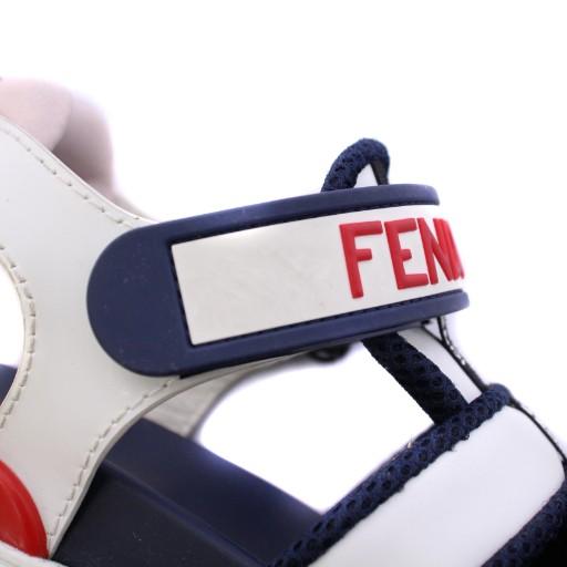 FENDI（フェンディ） FENDI T-REX ケージサンダル ストラップ 35 白 紺