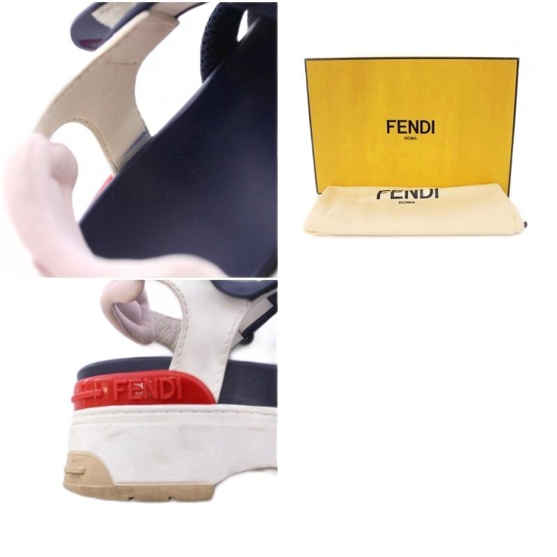 FENDI（フェンディ） FENDI T-REX ケージサンダル ストラップ 35 白 紺