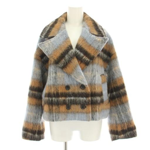 リリーブラウン 22AW セットアップ ダブル釦ショート丈チェックコート ONE SIZE ウール混ボックスチェックミニスカート 0 茶 レディース |  | 01