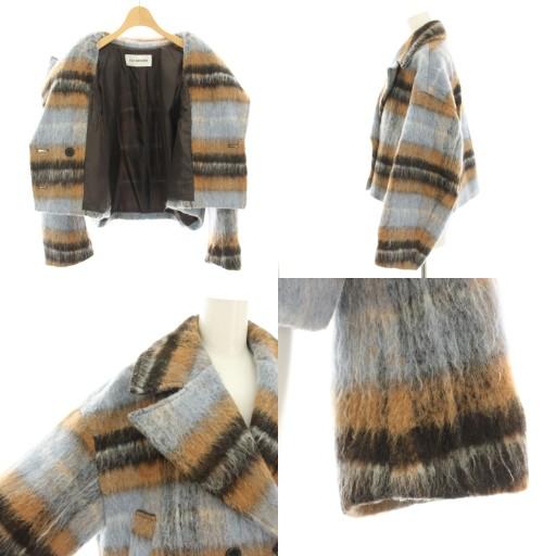 リリーブラウン 22AW セットアップ ダブル釦ショート丈チェックコート ONE SIZE ウール混ボックスチェックミニスカート 0 茶 レディース |  | 06