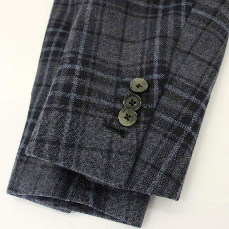 【中古】イザイア ISAIA CORTINA テーラードジャケット チェック カシミヤ混 背抜き ブレザー 48 グレー イザイア ISAIA CORTINA テーラードジャケット チェック カシミヤ混
