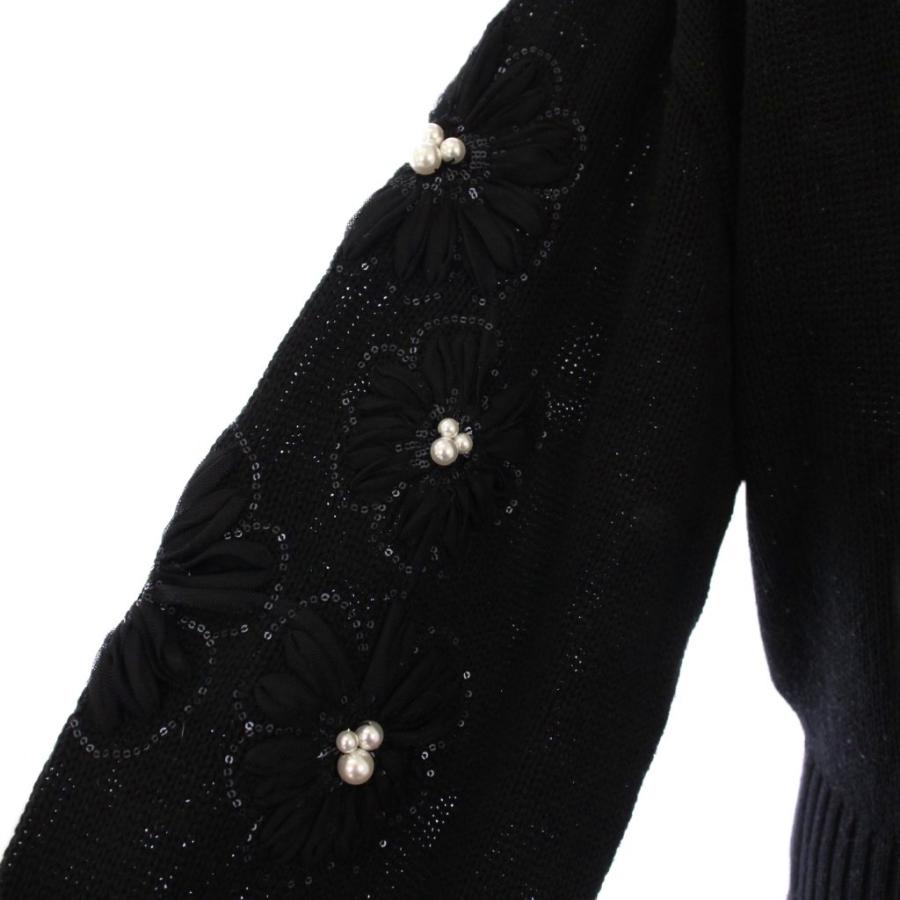 Rene（ルネ） ニット セーター フラワー刺繍 フェイクパール 七分袖 34