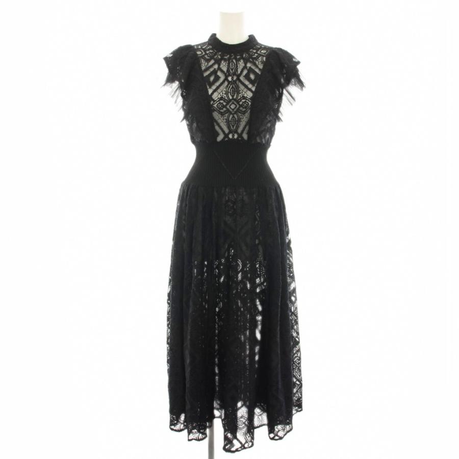 スナイデル　レースディテールドレス　黒　サイズ0 SNIDEL（スナイデル） レースチュールコンビネーションドレス