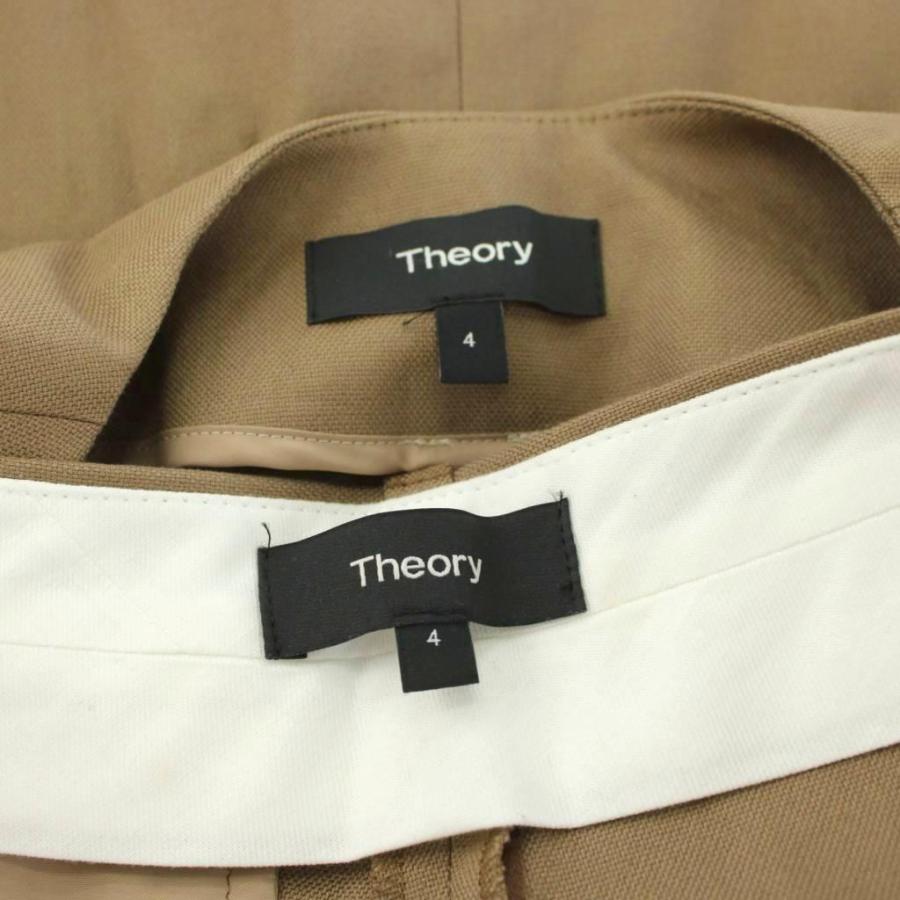 【中古】セオリー STRETCH CANVAS LINDRAYIA B TREECA 4 J スーツ セットアップ ノーカラージャケット パンツ 4 茶 theory（セオリー） STRETCH CANVAS LINDRAYIA B TREECA 4 J スーツ