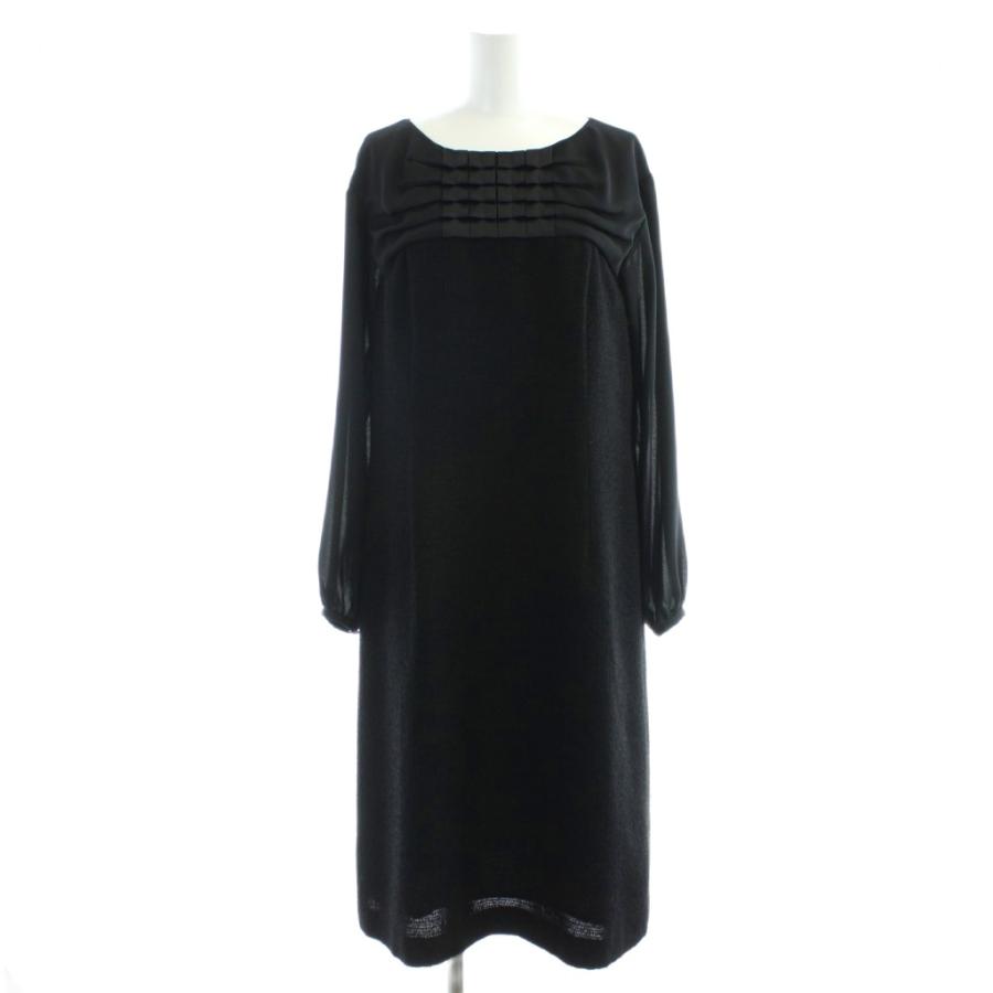 レリアン Leilian フレアワンピース ひざ丈 七分袖 クルーネック