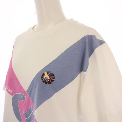 Chloé クロエ ロゴプリント Tシャツ グラデーション XS ゆったり Chloe（クロエ） CHLOE Tシャツ 半袖 クルーネック ロゴ イラスト