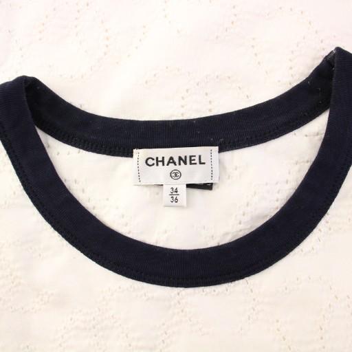 【中古】シャネル CHANEL 24SS No.5 ココマーク Tシャツ カットソー 半袖 クロップド丈 34/36 白 P76438K11016 /KH レディース CHANEL（シャネル） CHANEL 24SS No.5 ココマーク Tシャツ カットソー
