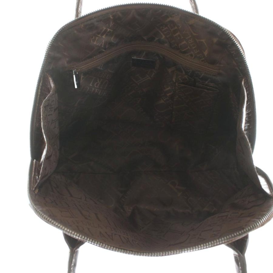 FURLA（フルラ） ハンドバッグ クロコダイル型押し レザー 茶 ブラウン