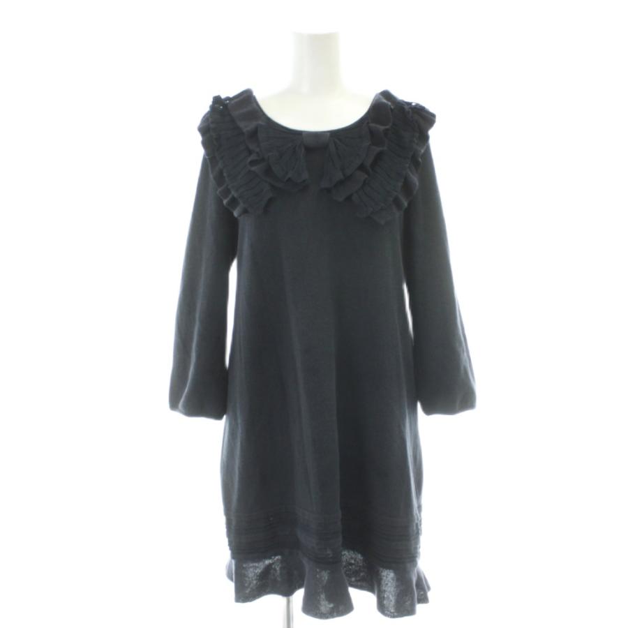 トゥービーシック TO BE CHIC ワンピース 3 紺 ネイビー フリル 七分袖 