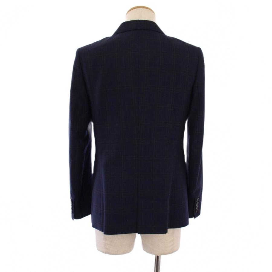 【中古】PAUL SMITH Ermenegildo Zegna スーツ 上下 ジャケット ジップフライ チェック柄 42 40 紺 メンズ Paul Smith（ポール・スミス） PAUL SMITH Ermenegildo Zegna