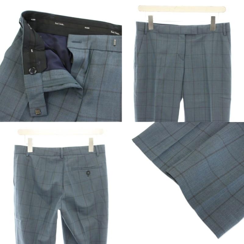 【中古】ポールスミスブラック スーツ テーラードジャケット 42 スラックス 40 チェック柄 ブルーグレー レディース Paul Smith BLACK（ポールスミス ブラック） ポールスミス ブラック