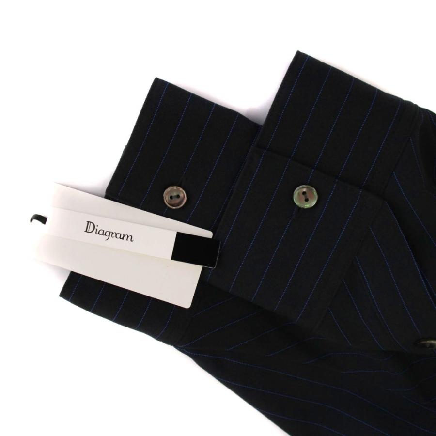 【中古】未使用品 ダイアグラム セットアップ ドルマンフ−ディシャツ タックワイドパンツ ストライプ 36 34 ネイビー 未使用品 ダイアグラム グレースコンチネンタル 25AW セットアップ