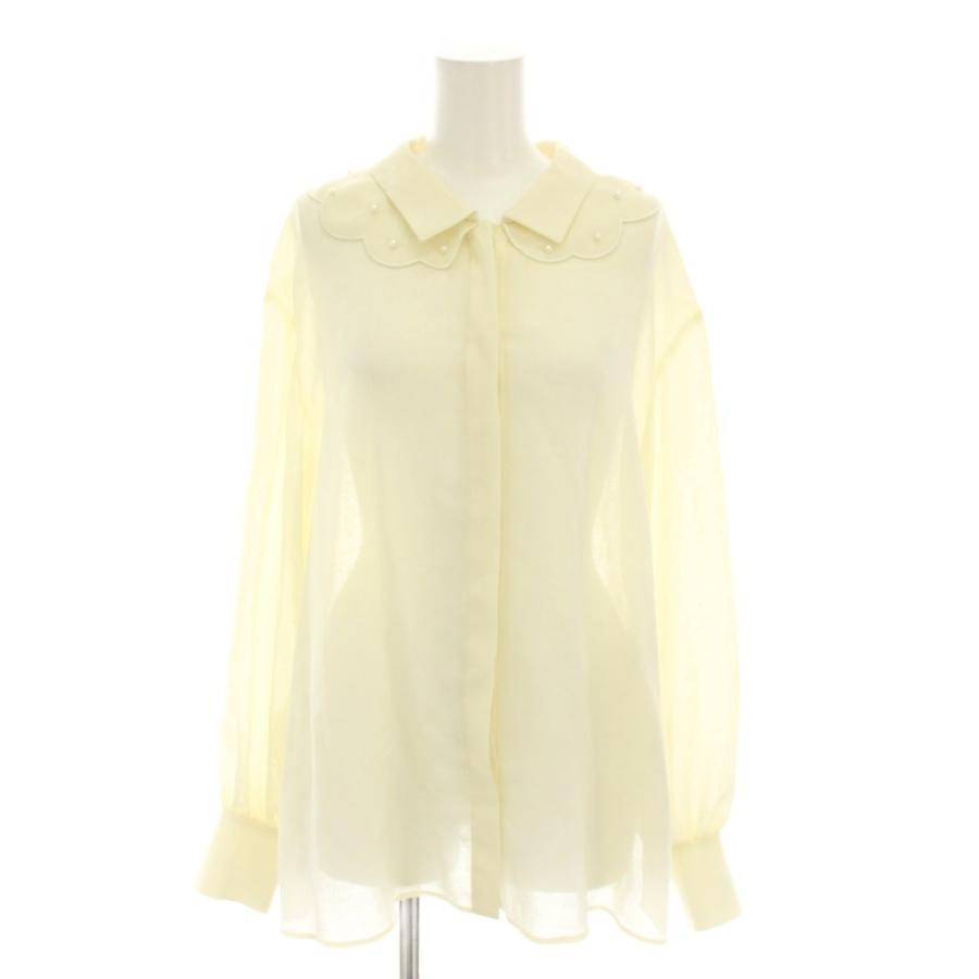 Rene（ルネ） シャツ ブラウス 長袖 フリル フェイクパール スカラップ