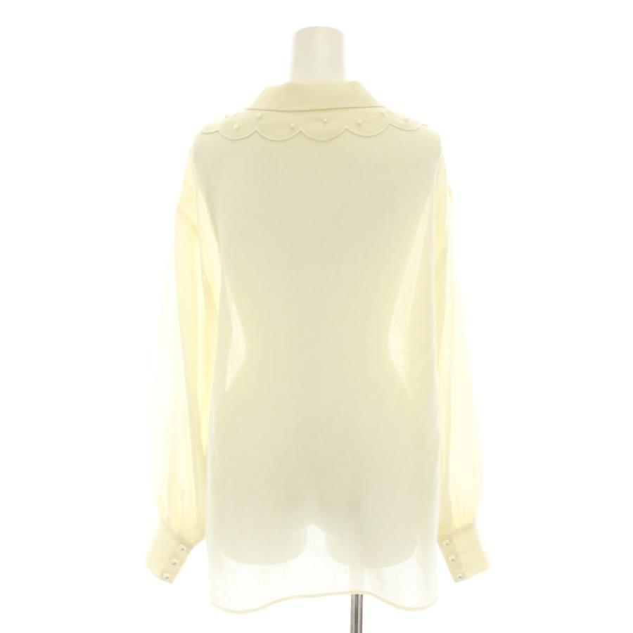 Rene（ルネ） シャツ ブラウス 長袖 フリル フェイクパール スカラップ