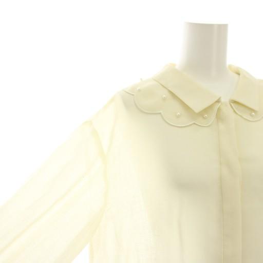 Rene（ルネ） シャツ ブラウス 長袖 フリル フェイクパール スカラップ