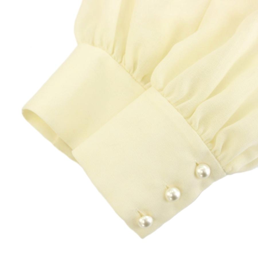 【中古】ルネ Rene シャツ ブラウス 長袖 フリル フェイクパール スカラップ衿 シアー 38 白 6131120 レディース Rene（ルネ） シャツ ブラウス 長袖 フリル フェイクパール スカラップ