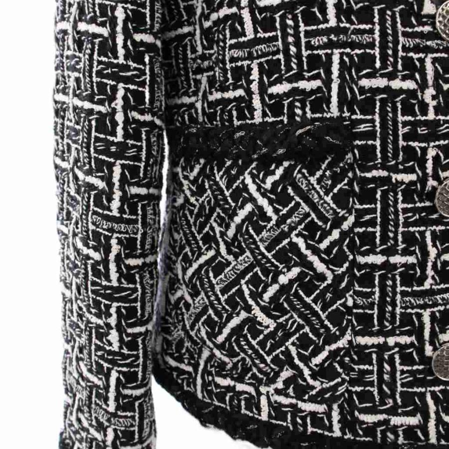 【中古】ルネ Rene 24年製 ツイードノーカラージャケット 36 ブラック 6433140 /KH レディース Rene（ルネ） Rene 24年製 ツイードノーカラージャケット 36 ブラック